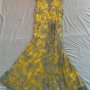 Glamorous Yellow and Silver Haute Couture gown…exquisite high value